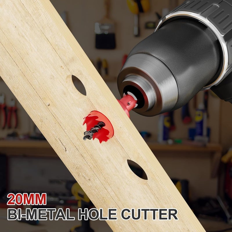 FIVELAKE 25/32" (20mm) Bi-Metal M42 High Speed Steel Hole Saw with Pilot Drill Bit, Smooth Cutting Edge for PVC, Drywall, Wood, Plastic, Gypsum Board, Rubber, Thin Metal - Image 5